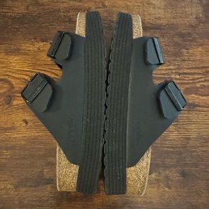 Papillio by Birkenstock Arizona Platform Slide Sandal Women's EU 37 Black Vegan